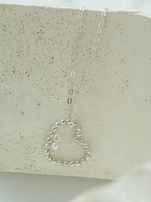 Heart ball chain pearl necklace