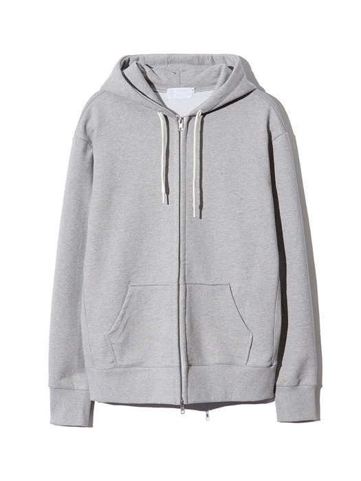 23FW Cotton Side Square 2way Sweat Hoodie Zip Up Gray_OHJ01MG