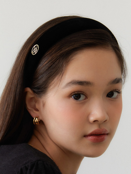 padded classic velvet hair band_velvet black