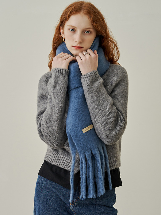 Soft basic mini long muffler - blue