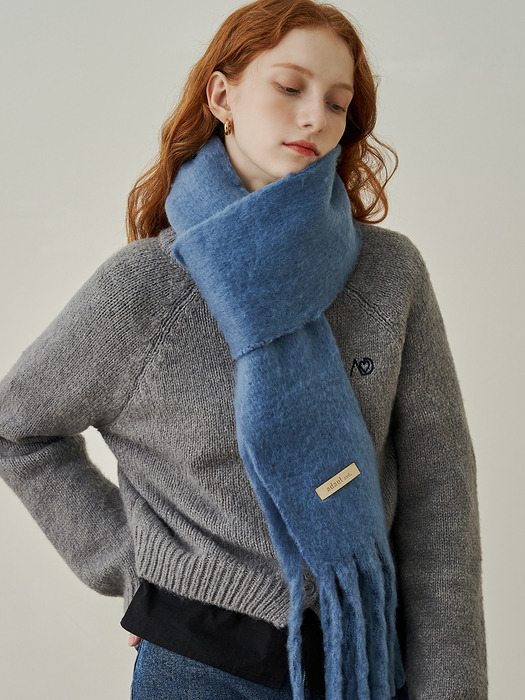 Soft basic mini long muffler - blue