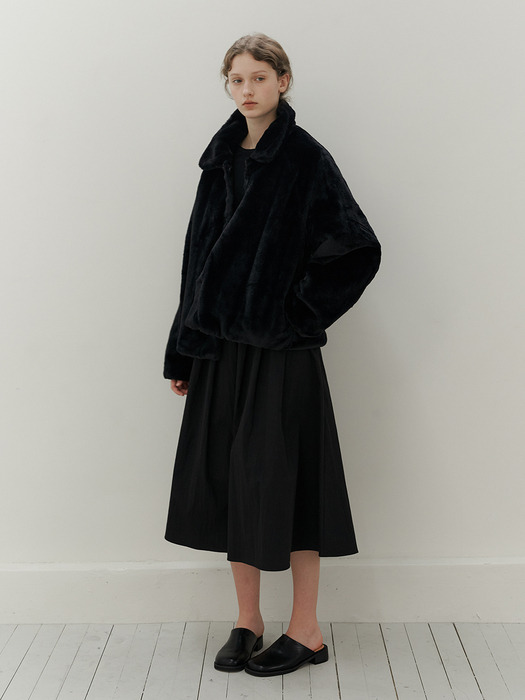 eco fur reversible jacket-black