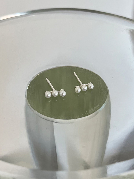 silver 925 three pearl earrings