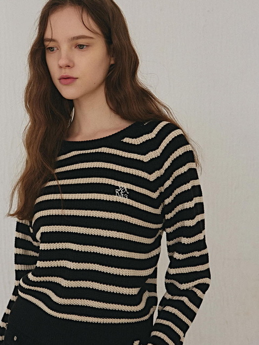 STRIPE BOLD PULLOVER KNIT_IVORY