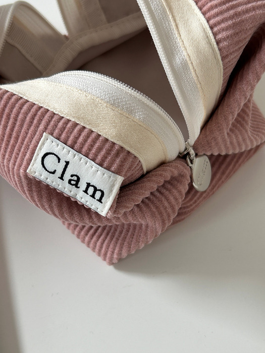 Clam round pouch _ Corduroy warm pink