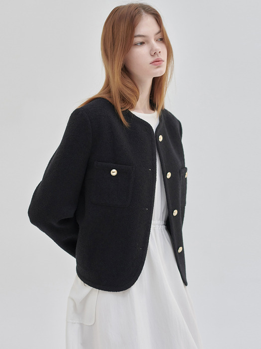 24SN mellow tweed jacket [BK]