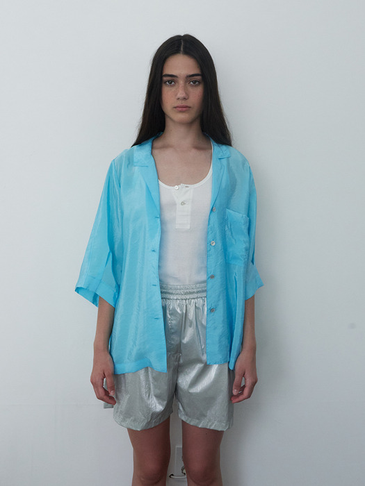 The First SILK Shirt Blue_ F232ST03