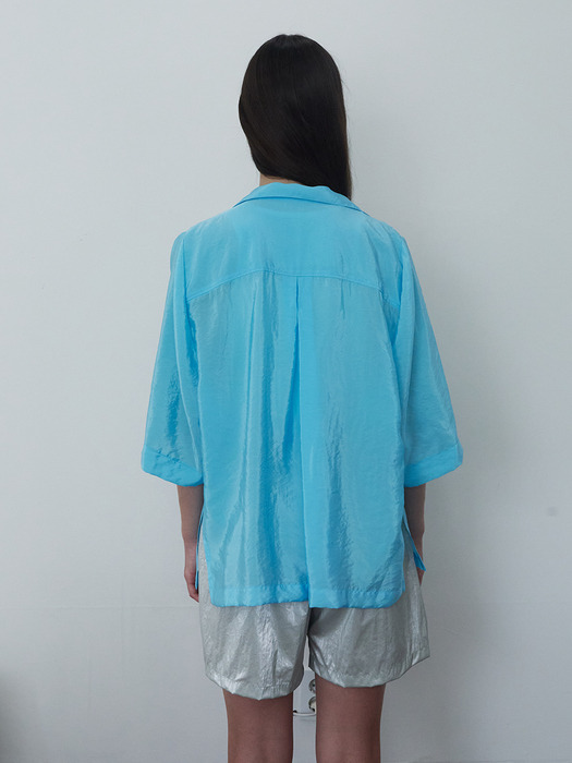 The First SILK Shirt Blue_ F232ST03