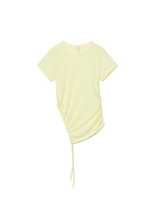 Cut-Out Shirring T-Shirt Lemon