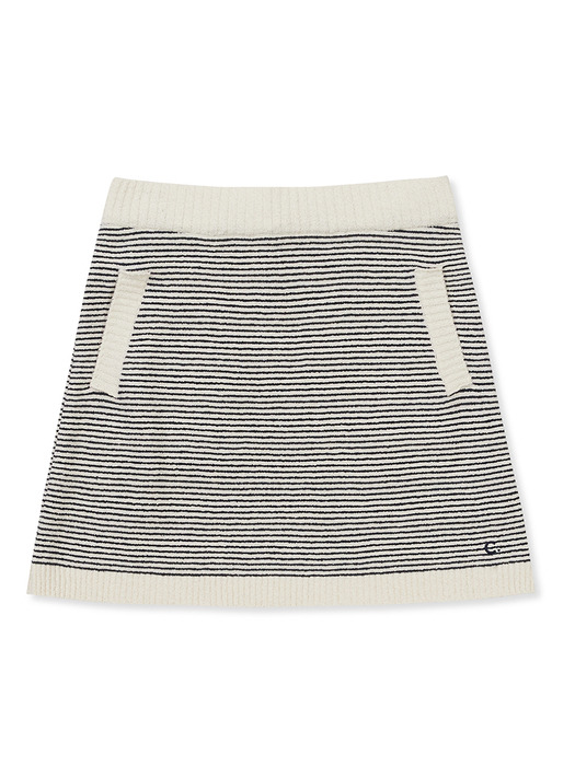 [24SS clove] Fluffy Boucle Stripe Skirt (Ivory)