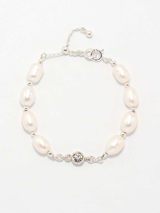 [Ib312]Main Fresh Water Pearl Silver Bracelet