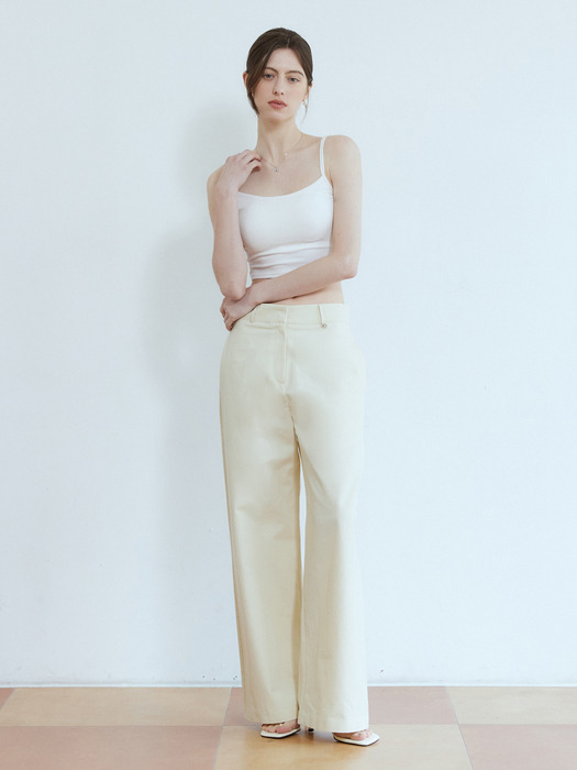Clear summer cotton wide pants - creambeige