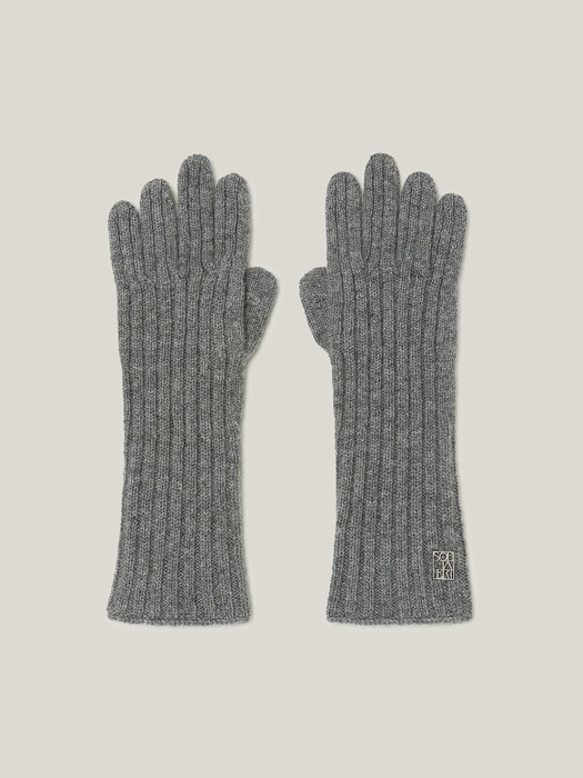 Cashmere 100% Ella Ribbed Finger Hole Gloves For Womens (Ash Grey)