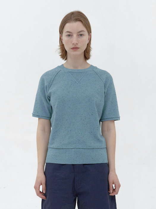 [Women] Nep Knit Half Sweatshirt (Sky)