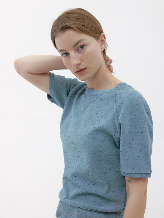 [Women] Nep Knit Half Sweatshirt (Sky)