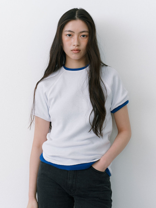 ESSENTIAL WAFFLE JERSEY TOP - WHITE
