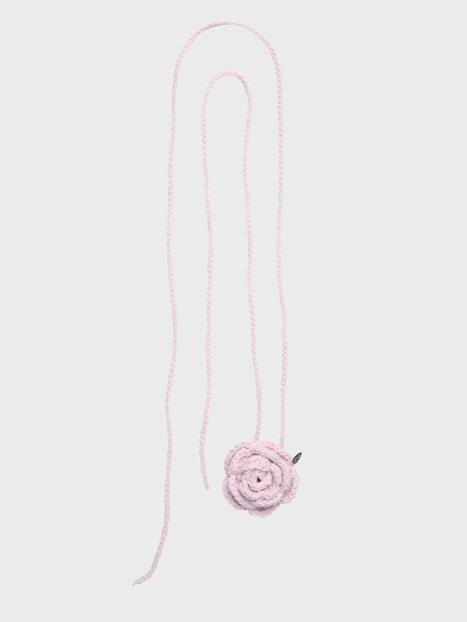 CROCHET ROSE MULTI NECKLACE (BABY PINK)