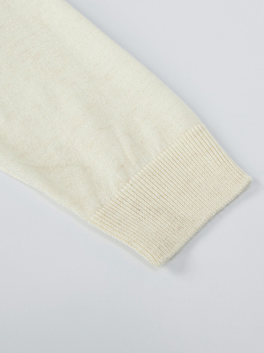 24SS Callaite Glitter Notch-Neck Knit Cardigan - Cream Ivory