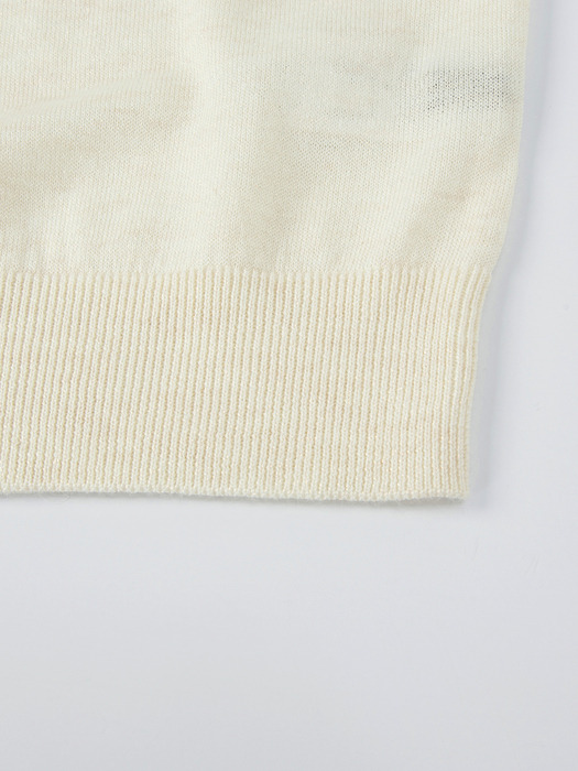 24SS Callaite Glitter Notch-Neck Knit Cardigan - Cream Ivory