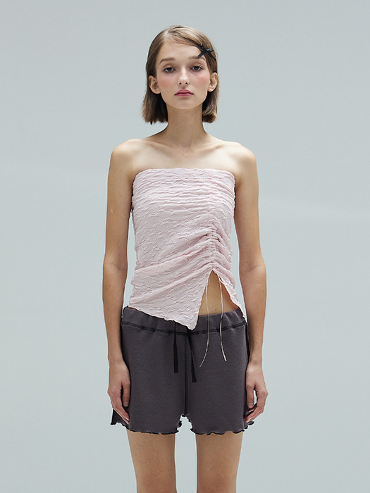 SALLY SHIRRING TUBE TOP - PINK