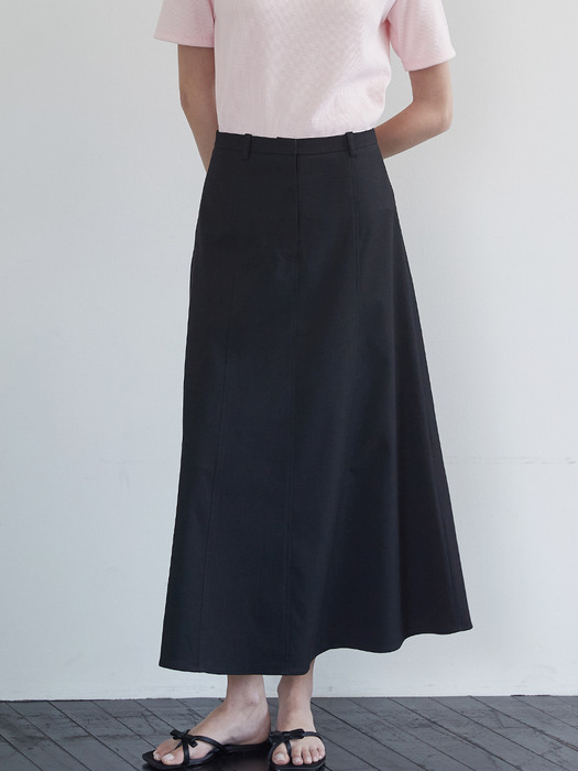 Cutting line flare skirt - White