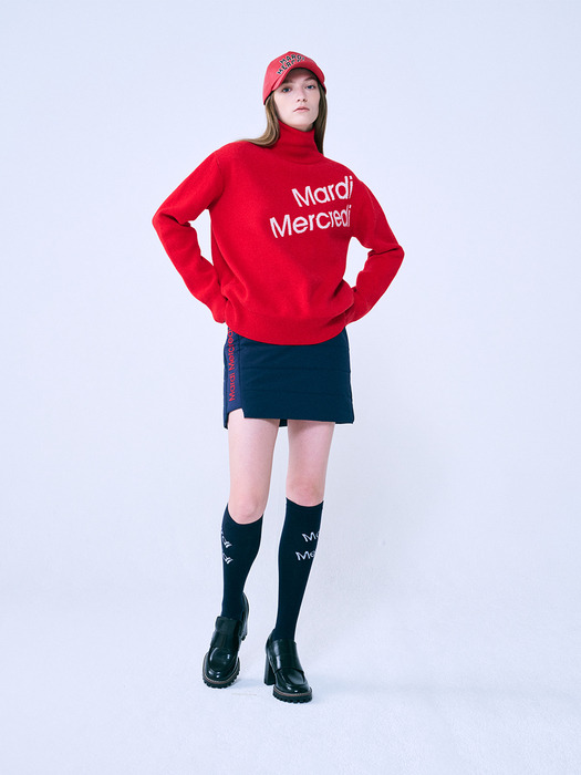 PADDED MINI SKIRT_NAVY RED