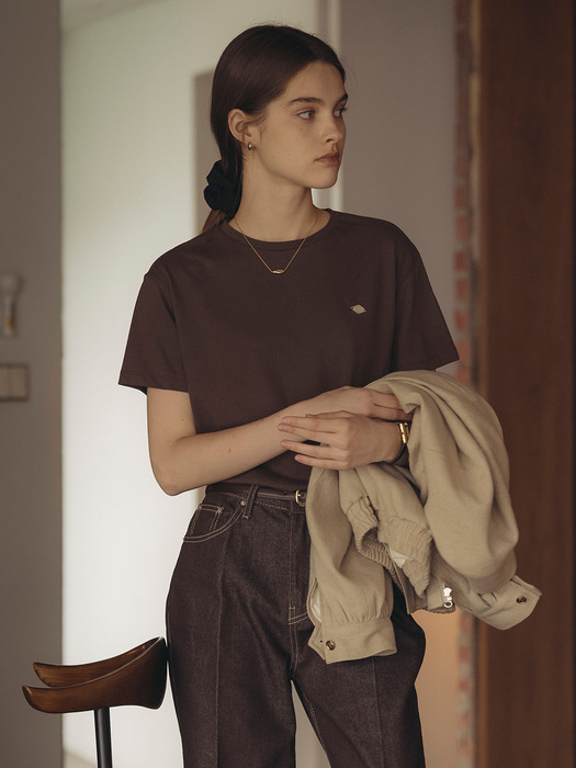 Silket cotton half sleeve t-shirt_Brown