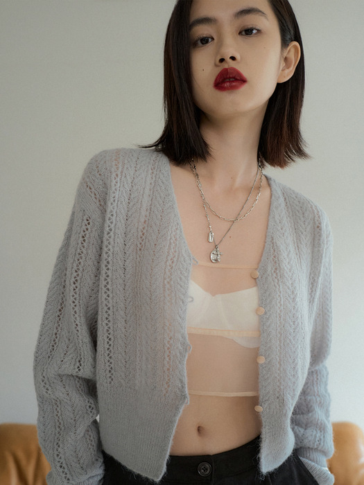 ALPACA VINTAGE CARDIGAN_ASH GRAY