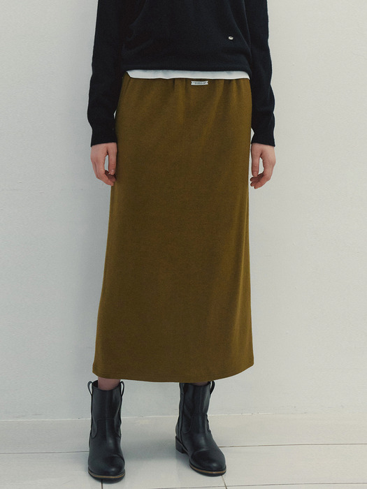 Smock Banding Long Skirt (Olive)