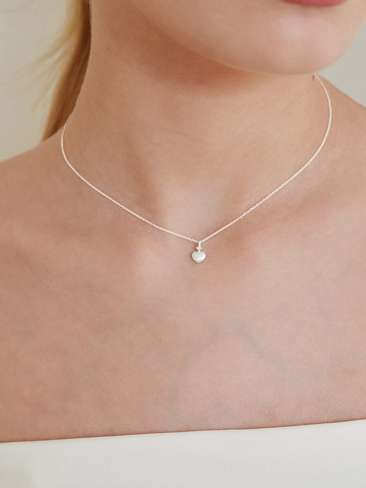 [단독][Silver 925] NC034 Matte Mini Heart Necklace