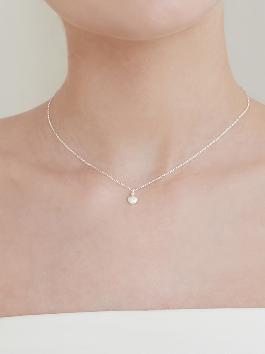 [단독][Silver 925] NC034 Matte Mini Heart Necklace