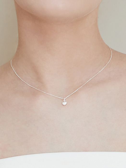 [단독][Silver 925] NC034 Matte Mini Heart Necklace