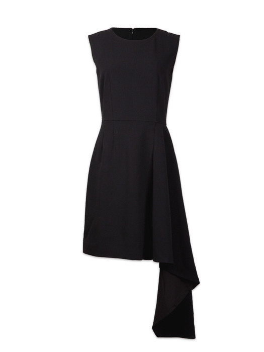 Asymmetry hem point little black dress