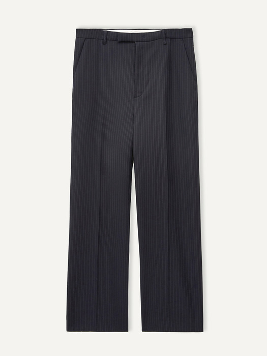 For men, Low Waist Wool Slacks / Navy Stripe