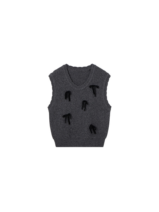 [연지 PICK] Velvet Ribbon Knit Vest VC2499KV901M