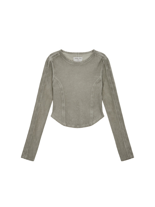 SLEEVE BINDING WASHED TOP IN KHAKI