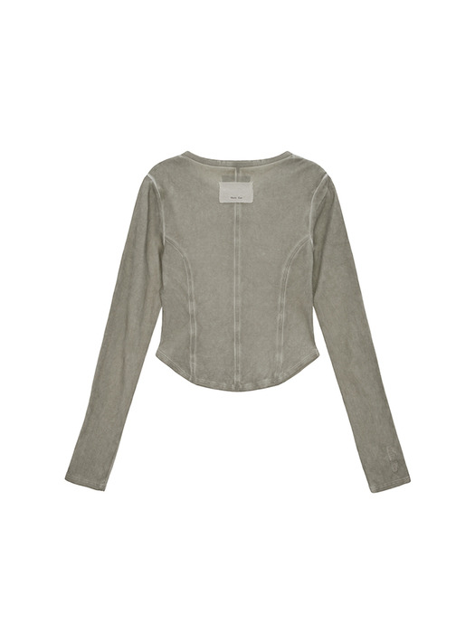 SLEEVE BINDING WASHED TOP IN KHAKI