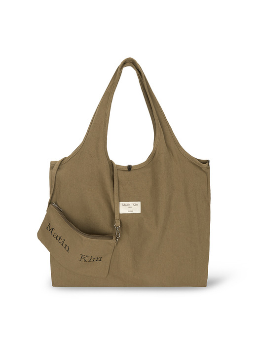 MATIN CRACKED LOGO ECOBAG IN KHAKI