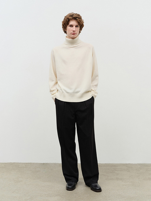 UNISEX ESSENTIAL WOOL TURTLENECK SWEATER IVORY_M_UDSW4D124IV