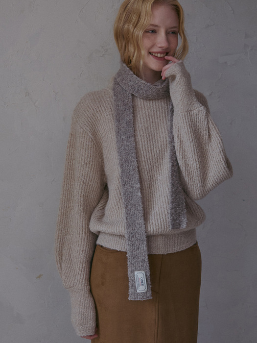 wool boucle slim muffler-5color