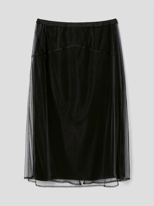 Velvet Layered Skirt  Black (KE4X27M035)