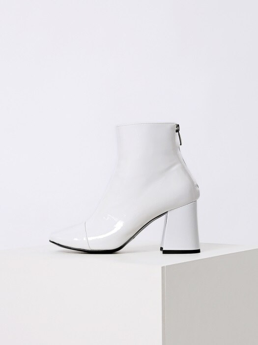 PATENT ANKLE BOOTS - WHITE