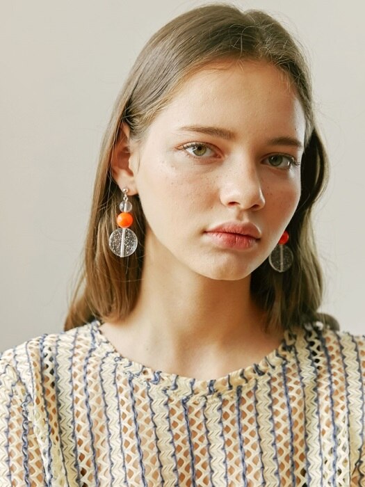 vivid marble earring, orange