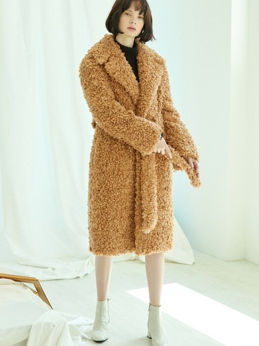 belted fur coat Brown