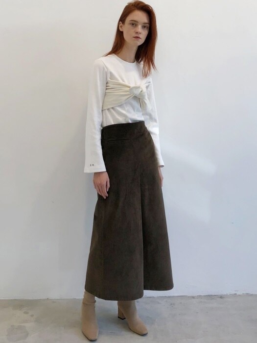 18 WINTER corduroy long skirt (brown)
