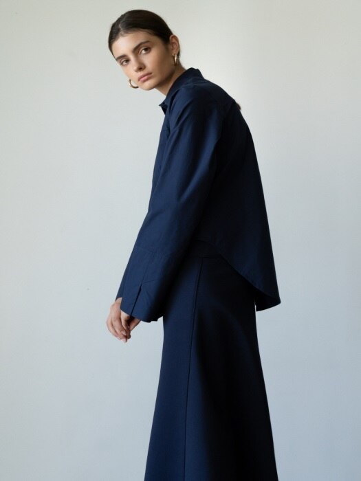 Deep slit Shirt _D/navy