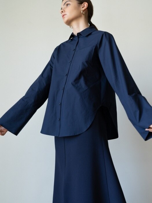 Deep slit Shirt _D/navy