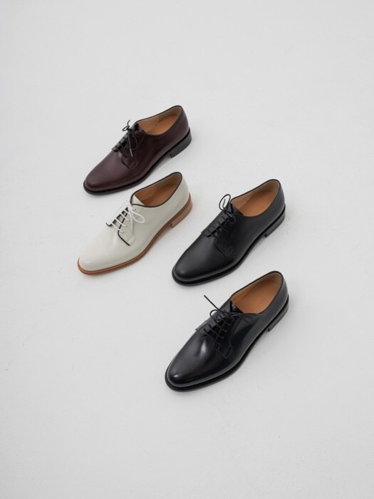 PLAIN TOE DERBY KIP BLACK (블랙무광)