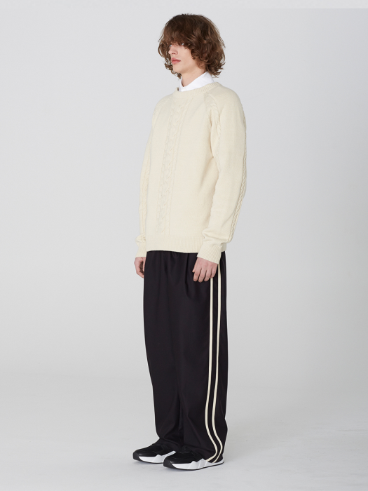 2 Line Wide Pants (BK)