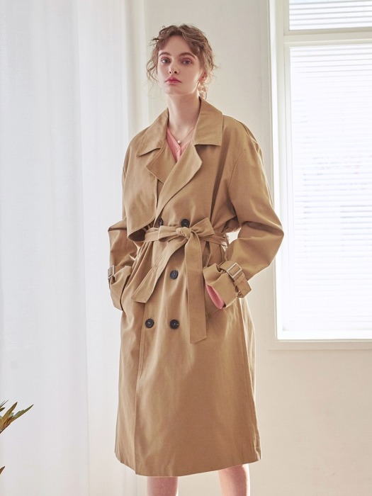 LOOSE DOUBLE TRENCH COAT_BLACK